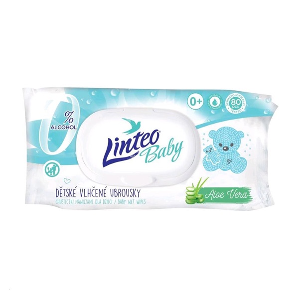 Nedves törlőkendő Linteo Baby 80 db Aloe Vera