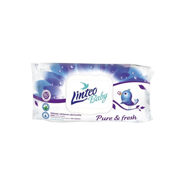 Nedves törlőkendő Linteo Baby 80 db Pure and fresh