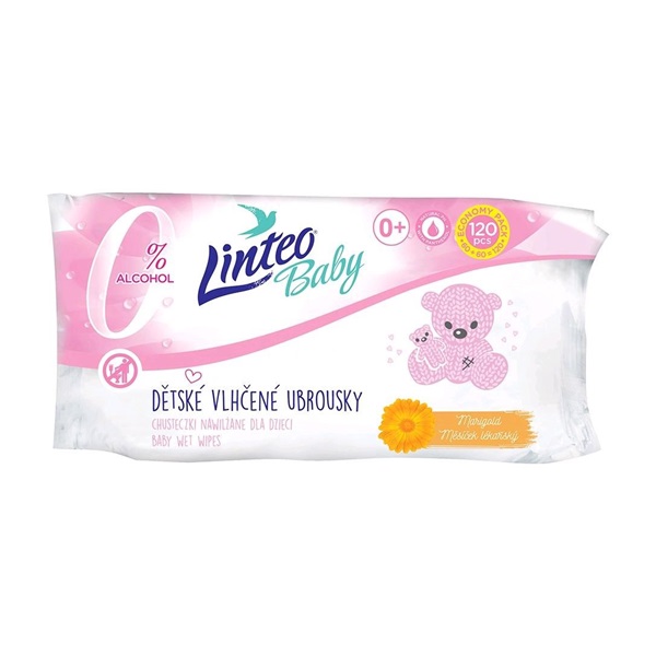Detské vlhčené obrúsky Linteo Baby 120 ks Soft and cream - sada 18 ks