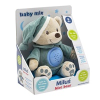 Plüss szundibarát maci projektorral Baby Mix kék
