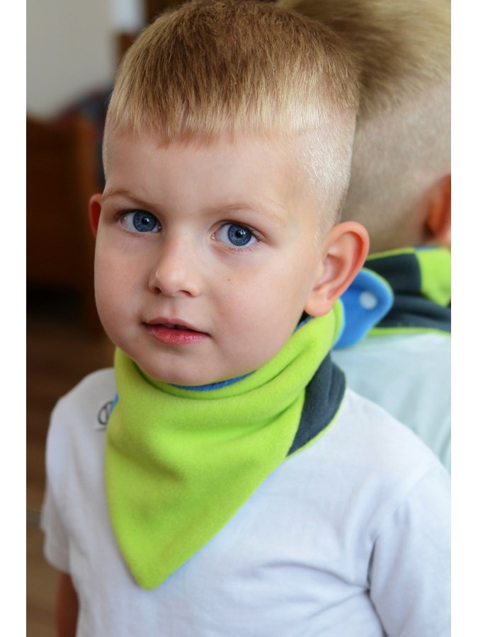 Gyerek kétoldalas fleec nyakkendő VG kék-lime