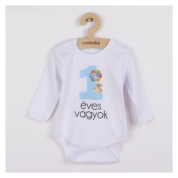 Body nyomtatott mintával New Baby 1 éves vagyok kék