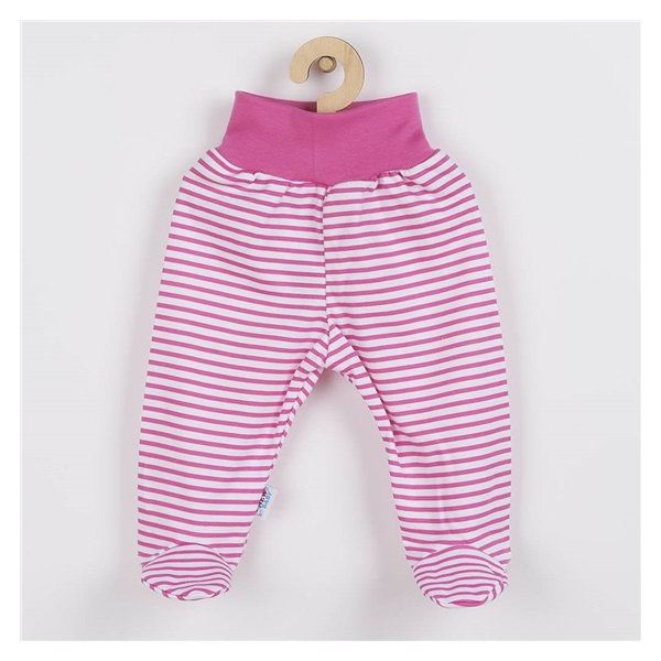 Baba lábfejes nadrág New Baby Classic II rózsaszín csíkokkal