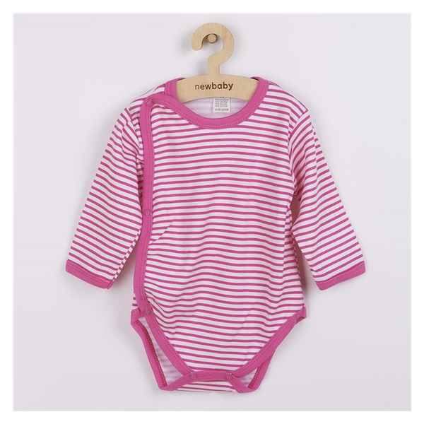 Baba body teljes hosszában patentos New Baby Classic II rózsaszín csíkokkal