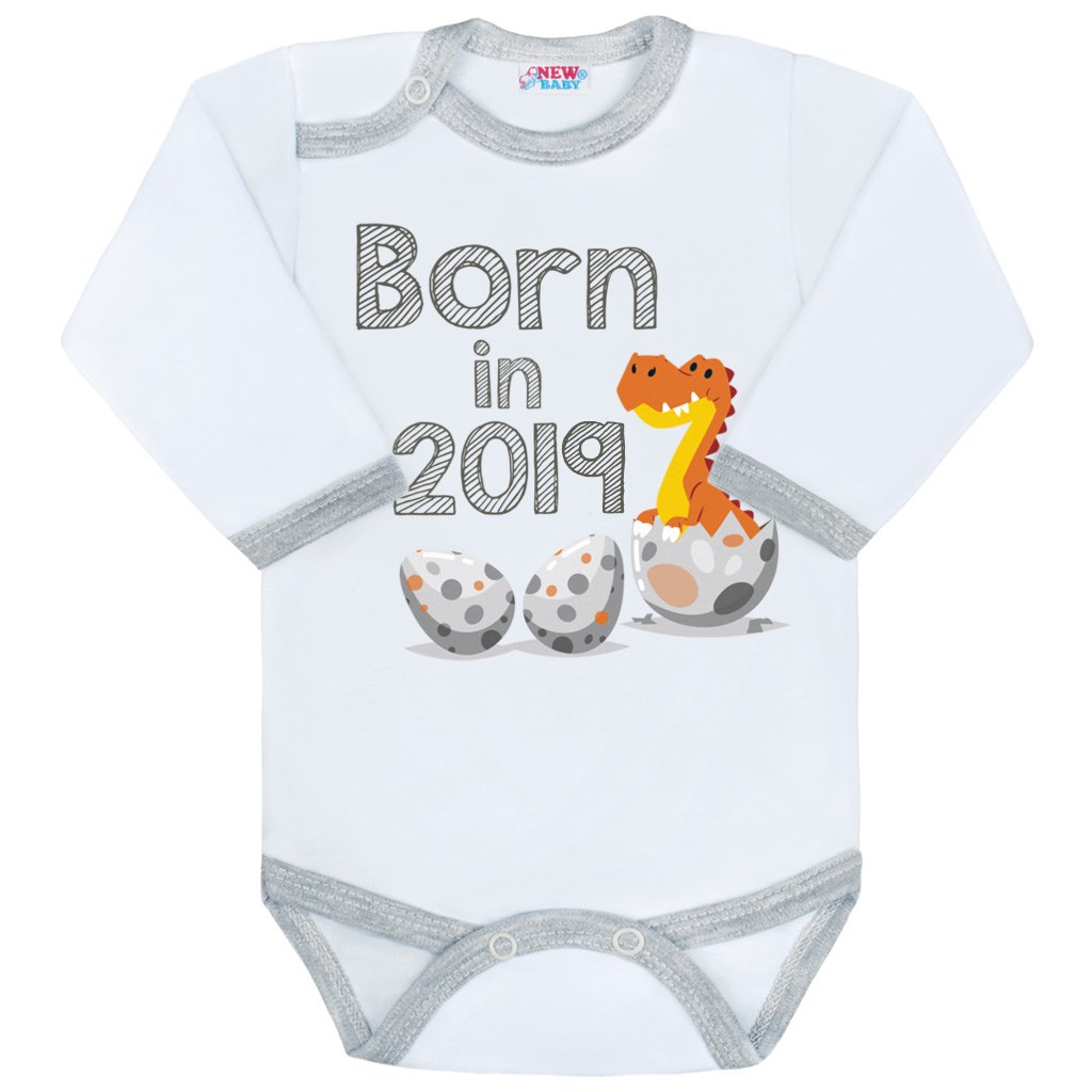 Body nyomtatott mintával New Baby Born in 2019 szürke-fehér