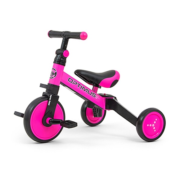 Gyerek háromkerekű bicikli 3az1-ben Milly Mally Optimus pink