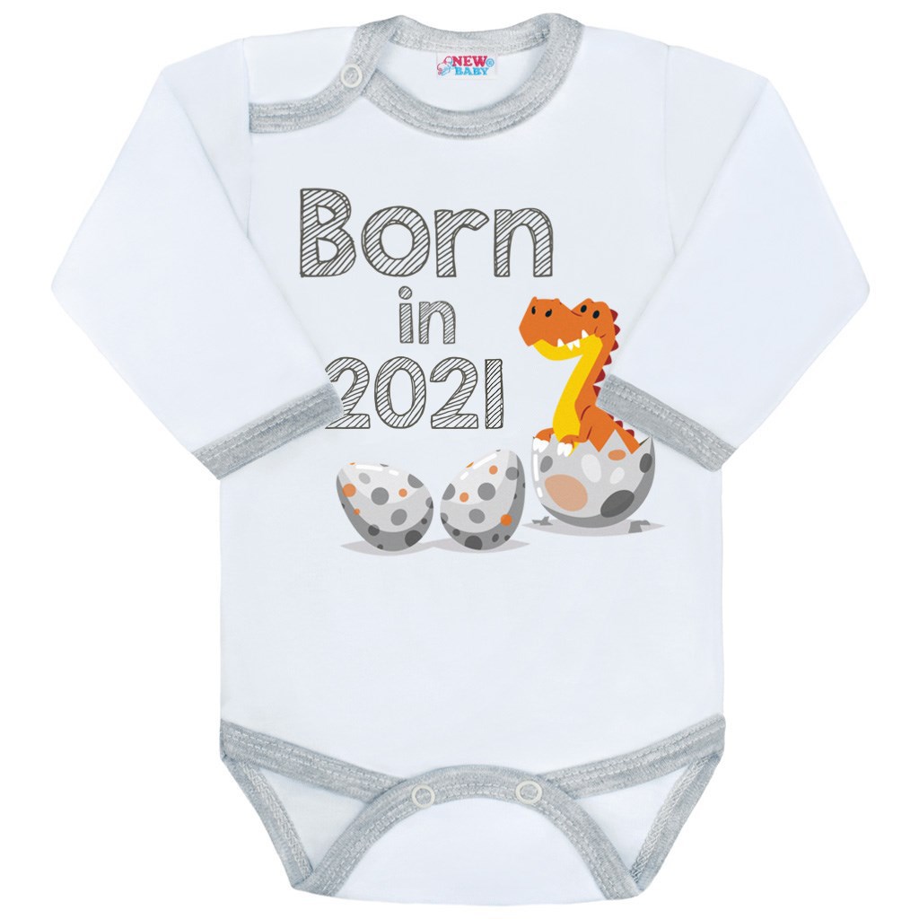 Body nyomtatott mintával New Baby Born in 2021 szürke-fehér