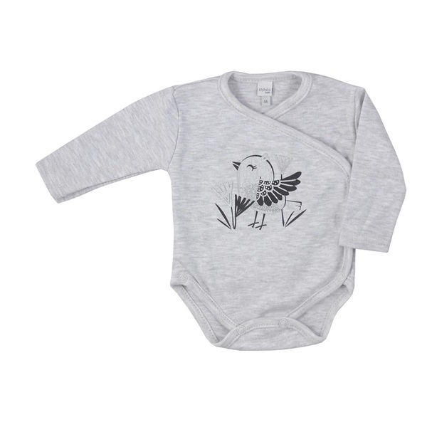 Baba pamut áthajtós patentos body Koala Birdy szürke