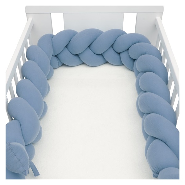 Védő fonott rácsvédő kiságyba muszlin New Baby kék