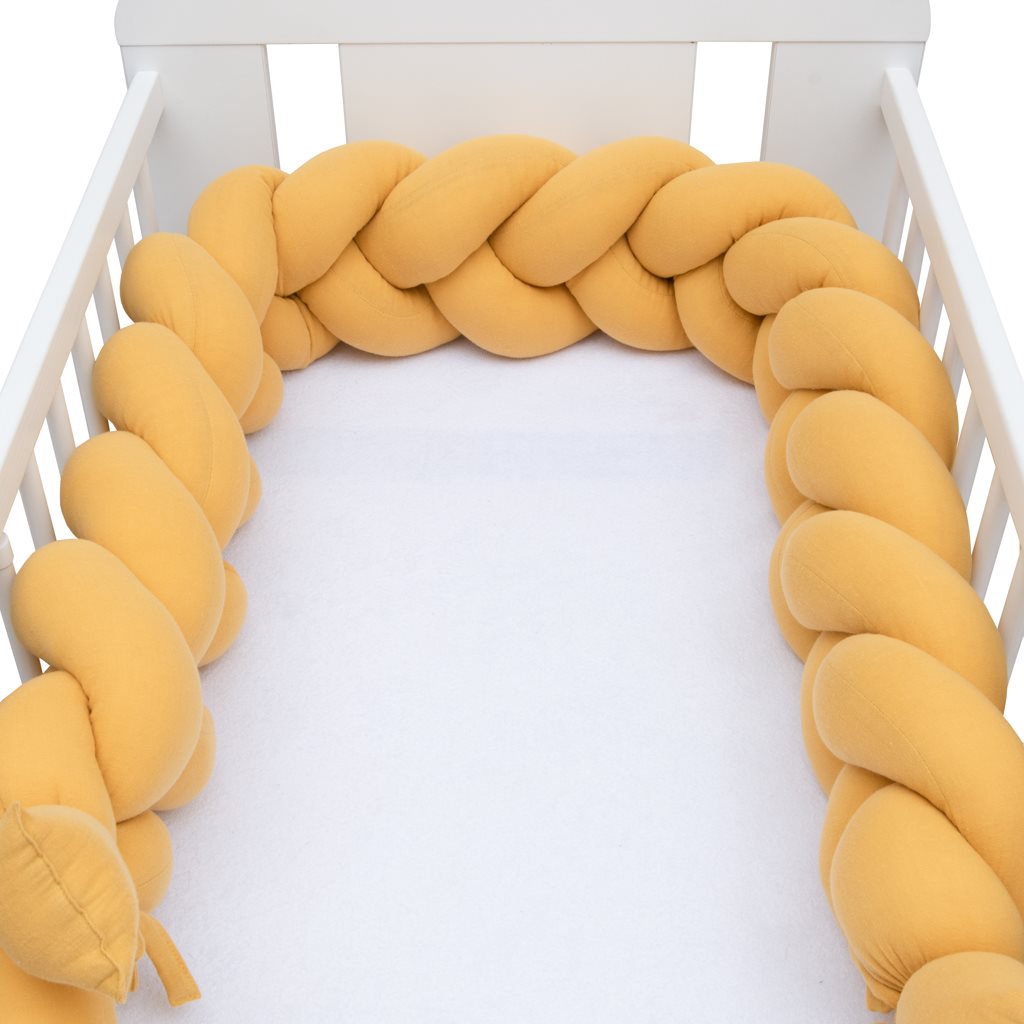 Védő fonott rácsvédő kiságyba muszlin New Baby mustárszín