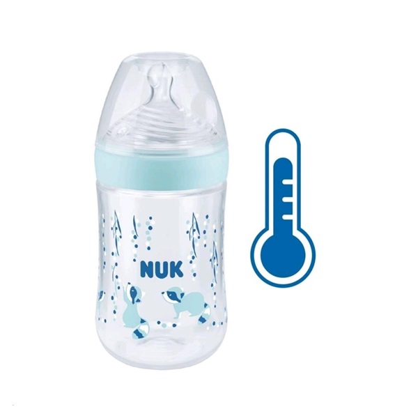 Baba cumisüveg Nuk Nature Sense hőmérséklet jelzővel 260 ml kék