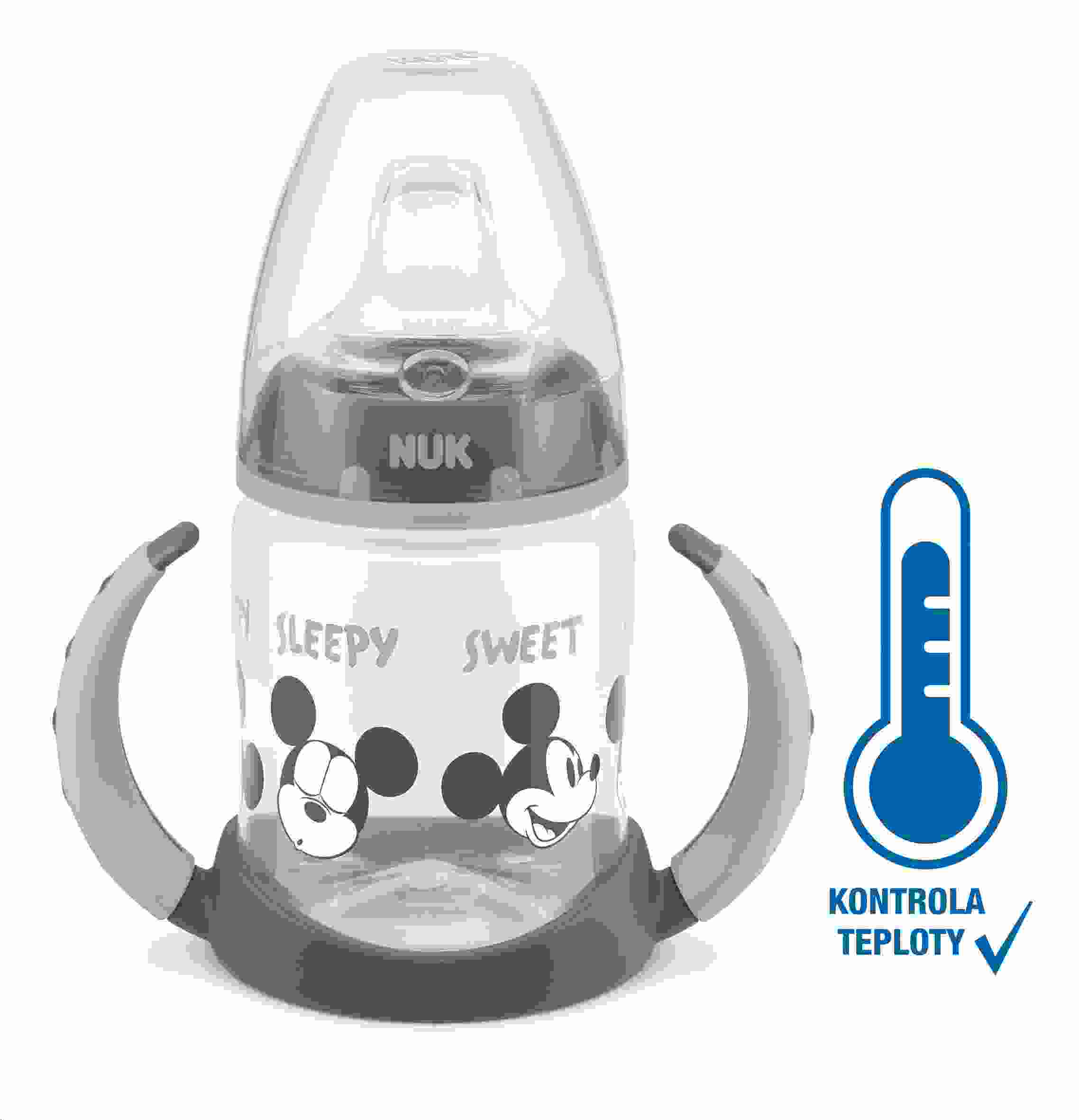 Baba tanuló itatópohár NUK Disney Mickey hőmérséklet jelzővel 150 ml szürke