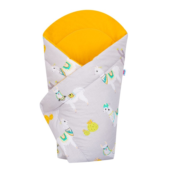 Pólyakendő New Baby lama szara musztarda