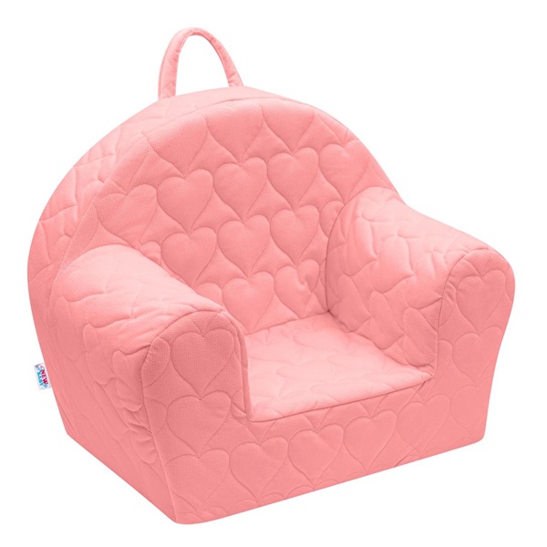 Gyermek fotel Velvet New Baby Szívecskék rózsaszín