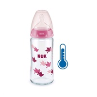 Üveg cumisüveg széles nyakkal NUK FC hőmérséklet-jelzővel 240 ml rózsaszín