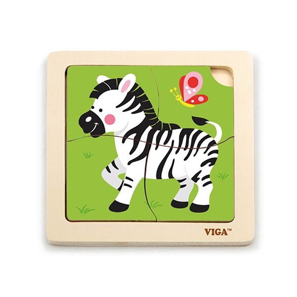 Fa képes kirakó puzzle Viga 4 db Zebra