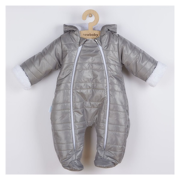 Téli kezeslábas kapucnival és fülekkel New Baby Pumi grey