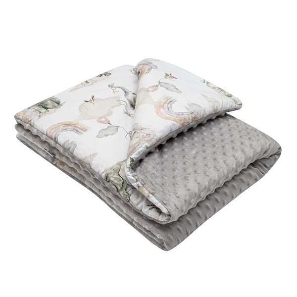 Gyermek pléd Minky New Baby Minkyből Elefántok fehér-szürke 80x102 cm