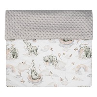 Gyermek pléd Minky New Baby Minkyből Elefántok fehér-szürke 80x102 cm