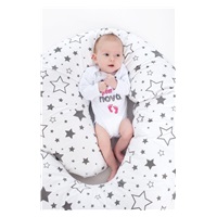 Szoptatós C alakú párnahuzat New Baby XL Elefántok fehér-szürke