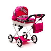 Játék babakocsi New Baby COMFORT rózsaszín szívecskével szürke