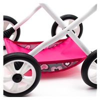 Játék babakocsi New Baby COMFORT rózsaszín szívecskével szürke