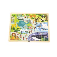Gyermek fa puzzle Viga Zoo 48 db
