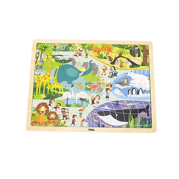 Gyermek fa puzzle Viga Zoo 48 db