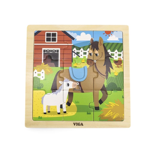 Fa képes kirakó puzzle Viga 9 db Ló