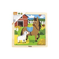 Fa képes kirakó puzzle Viga 9 db Ló