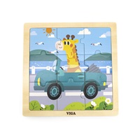 Fa képes kirakó puzzle Viga 9 db Autó