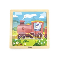 Fa képes kirakó puzzle Viga 9 db Vonat