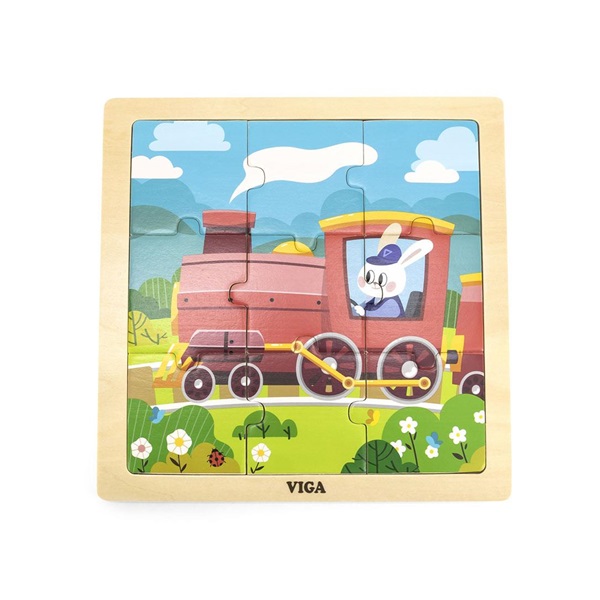 Fa képes kirakó puzzle Viga 9 db Vonat