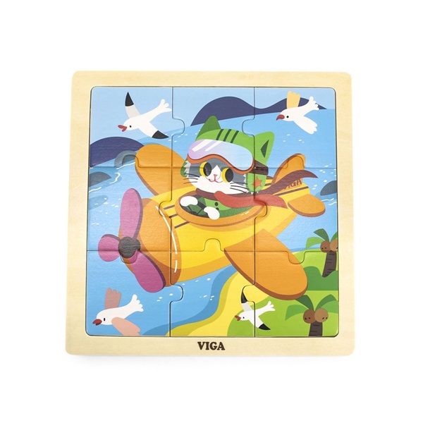 Fa képes kirakó puzzle Viga 9 db Repülőgépek