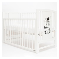 Gyerek kiságy New Baby POLLY Zebra leengedhető oldalráccsal fehér