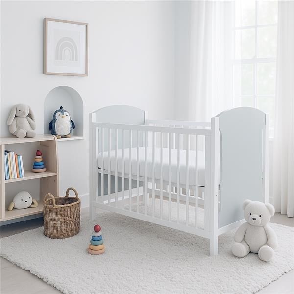 Gyerek kiságy New Baby MIA leengedhető oldalráccsal szürke