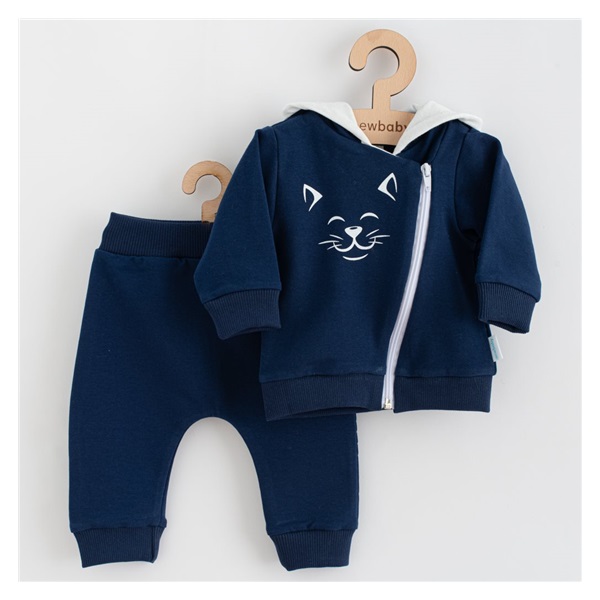 Baba szabadidő nadrág és pulóver New Baby Animals Cat kék