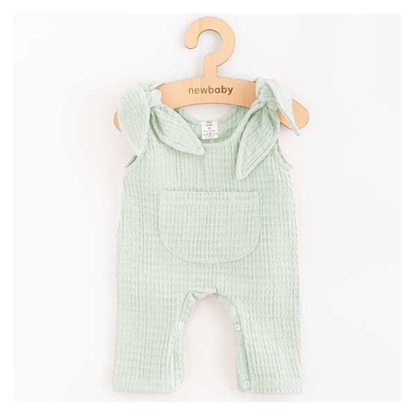 Baba muszlin kantáros nadrág New Baby Comfort clothes zsálya színű