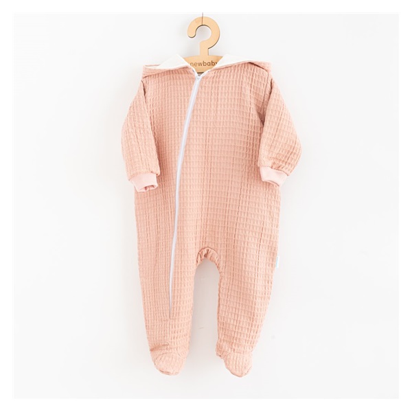 Baba muszlin kezeslábas kapucnival New Baby Comfort clothes rózsaszín