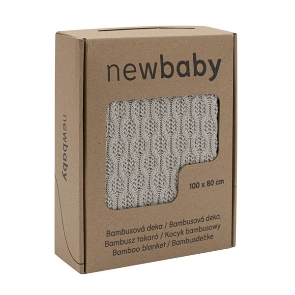 Bambusz kötött takaró New Baby mintával 100x80 cm light grey