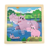 Fa képes kirakó puzzle Viga 9 db víziló
