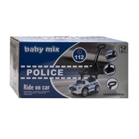 Zenélő bébitaxi vezetőrúddal Baby Mix RENDŐRSÉG fehér (A CSOMAGOLÁS SERULT)