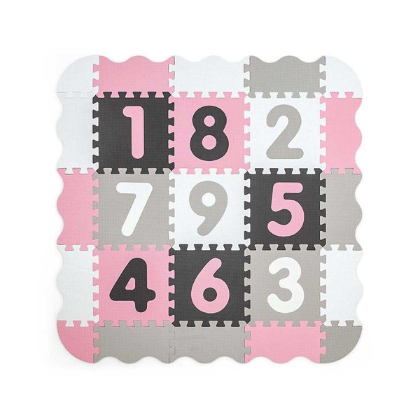 Habszivacs puzzle szőnyeg Milly Mally Jolly 3x3 Digits Pink Grey