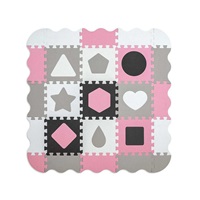 Habszivacs puzzle szőnyeg Milly Mally Jolly 3x3 Shapes Pink Grey