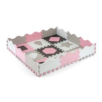 Habszivacs puzzle szőnyeg Milly Mally Jolly 3x3 Shapes Pink Grey