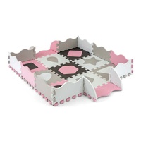 Habszivacs puzzle szőnyeg Milly Mally Jolly 3x3 Shapes Pink Grey