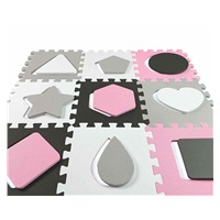 Habszivacs puzzle szőnyeg Milly Mally Jolly 3x3 Shapes Pink Grey