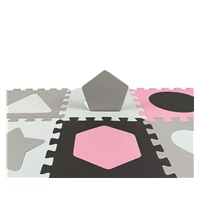 Habszivacs puzzle szőnyeg Milly Mally Jolly 3x3 Shapes Pink Grey