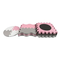 Habszivacs puzzle szőnyeg Milly Mally Jolly 3x3 Shapes Pink Grey