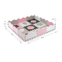 Habszivacs puzzle szőnyeg Milly Mally Jolly 3x3 Shapes Pink Grey